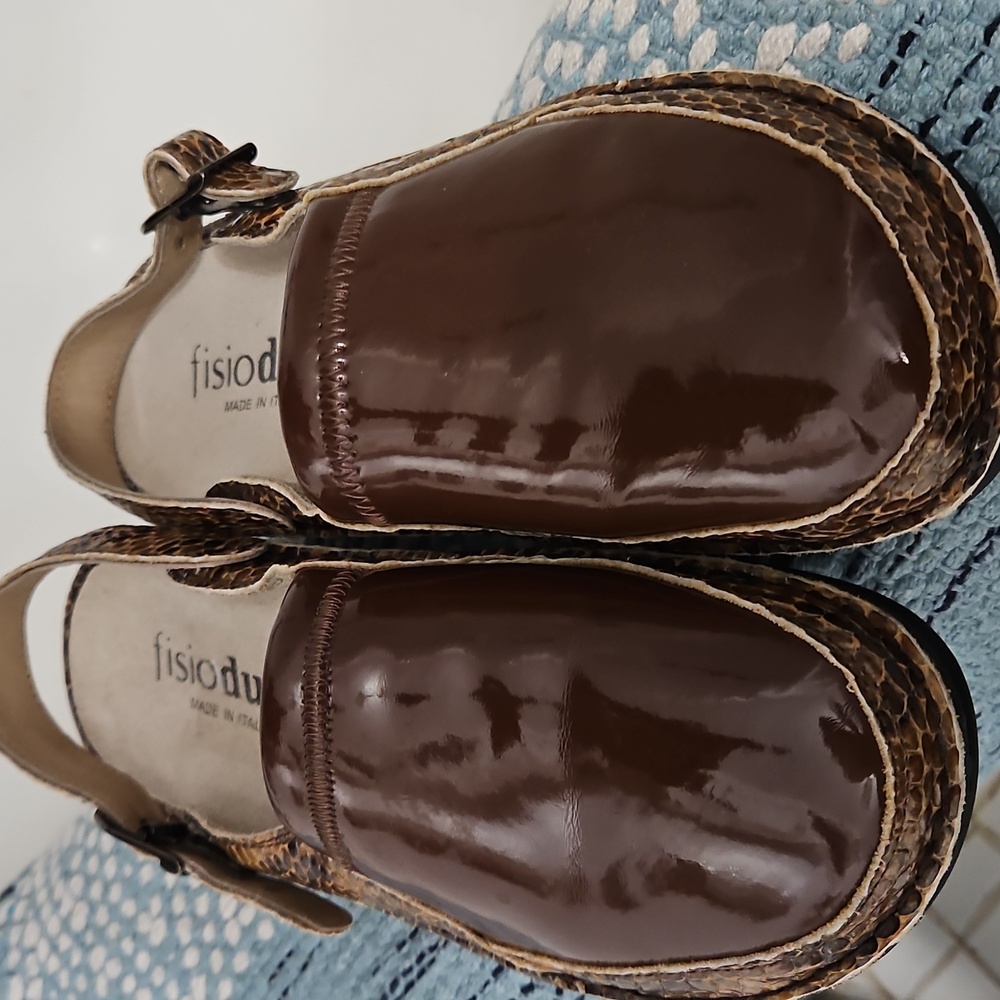 Fisio Duna Made In Italy Brown Snakeskin Orthopedic Sandals Size 6.5- 7